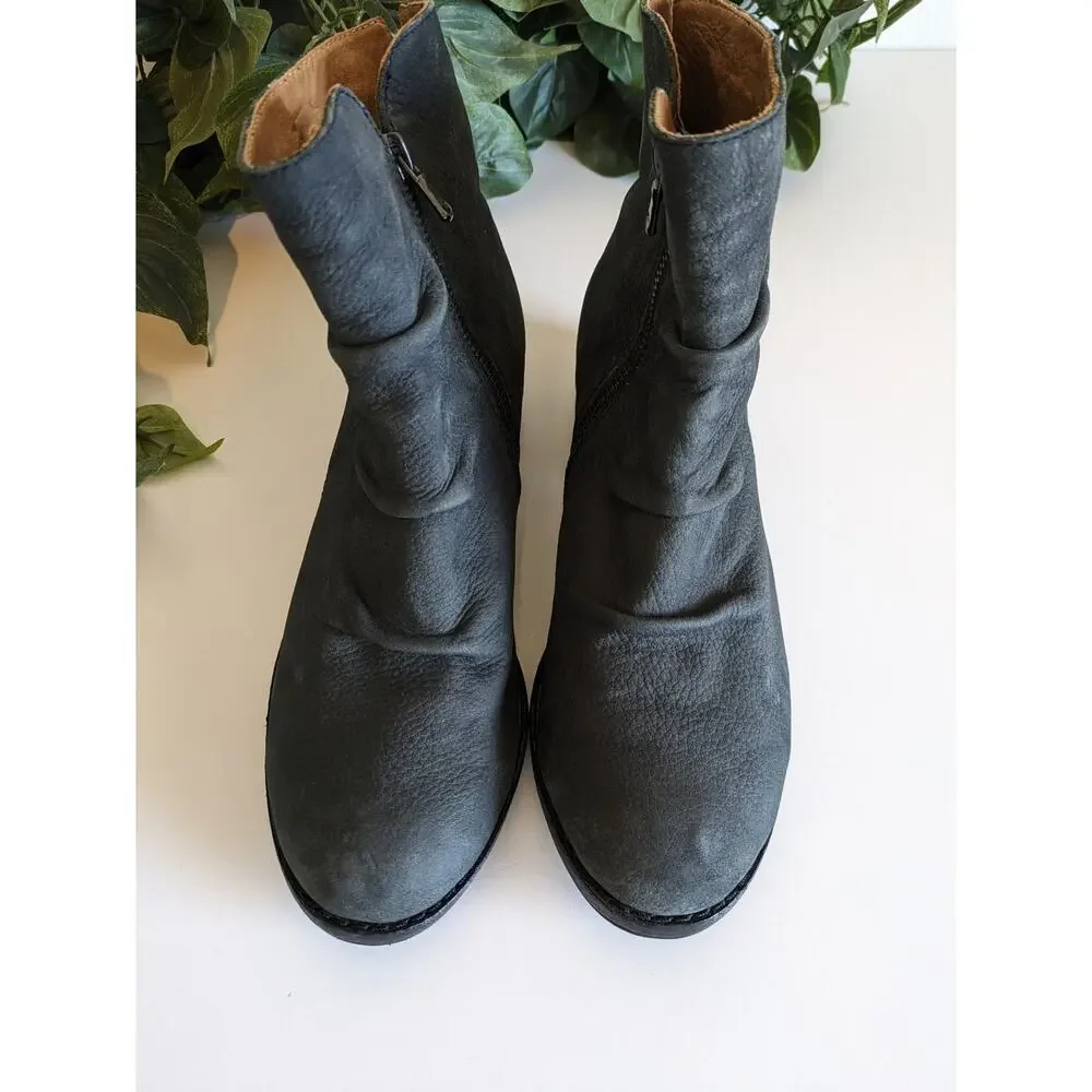 Joe's Ankle Boots Justice Leather Slouchy Boho Western Dark Gray Size 8.5